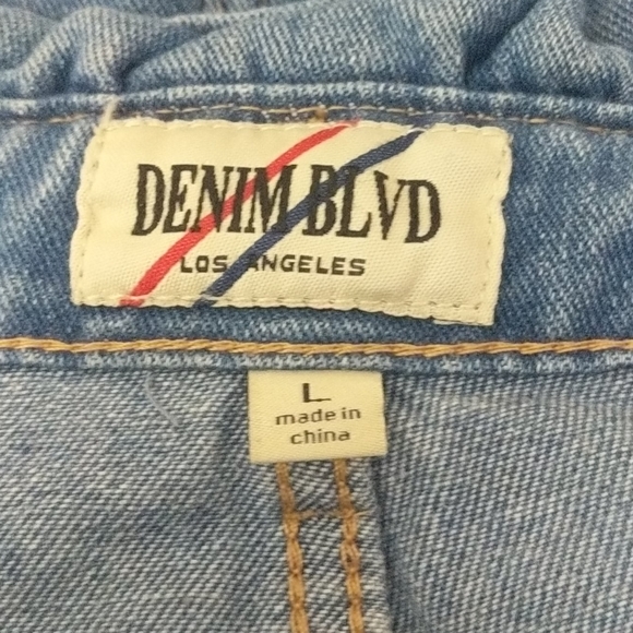 Denim BLVD Paperbag Waist Distressed Denim Skirt - Picture 4 of 6